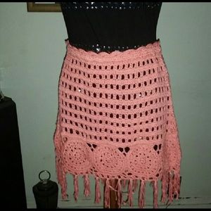 Coral Crochet Festival Skirt